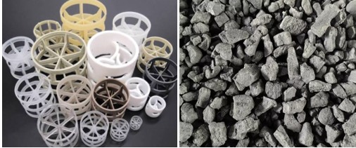 Pall rings y carbón coque, medios de relleno de la torre de aireación