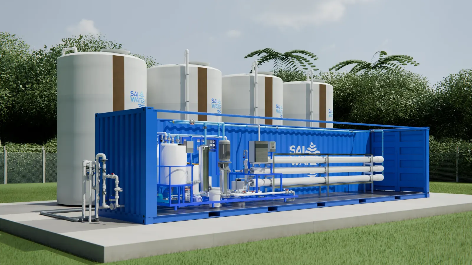 Sistema de ósmosis inversa en contenedor diseñado por SAI WATER